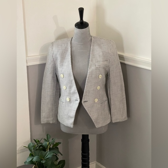 Vintage Jones New York Cream & Grey Houndstooth Blazer - Picture 8 of 14